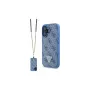 Guess GUHCP16SP4TDSCPB iPhone 16 6.1 Mėlynas Kietas Dėklas Oda Metalo Logotipas Strass Crossbody