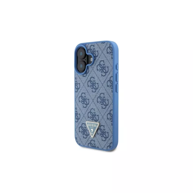 Guess GUHCP16SP4TDSCPB iPhone 16 6.1 Mėlynas Kietas Dėklas Oda Metalo Logotipas Strass Crossbody