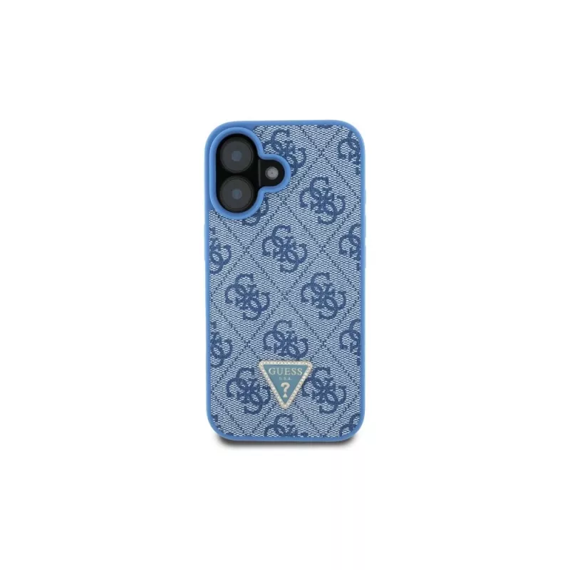 Guess GUHCP16SP4TDSCPB iPhone 16 6.1 Mėlynas Kietas Dėklas Oda Metalo Logotipas Strass Crossbody