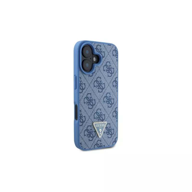 Guess GUHCP16SP4TDSCPB iPhone 16 6.1 Mėlynas Kietas Dėklas Oda Metalo Logotipas Strass Crossbody
