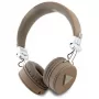 Guess Grained Classic Round Shape Wireless Bluetooth Over-Ear Headphones with ENC, Brown