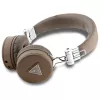 Guess Grained Classic Round Shape Wireless Bluetooth Over-Ear Headphones with ENC, Brown