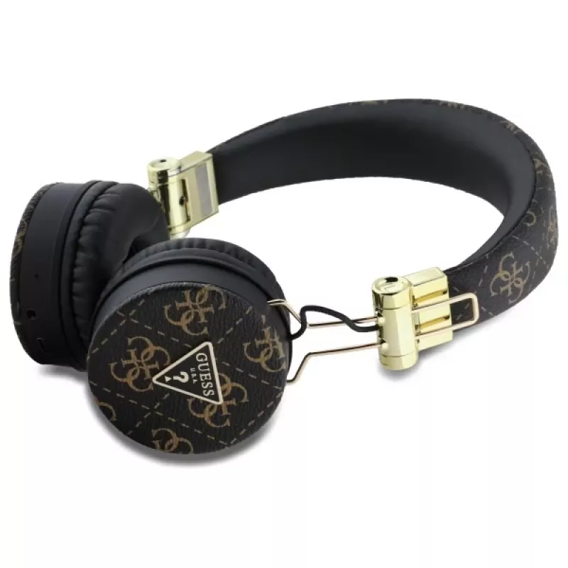 Guess 4G Triangle Round Shape Wireless Over-Ear Headphones with ENC, Bluetooth 5.3, 40mm Driver, 32h Battery, USB-C, Black