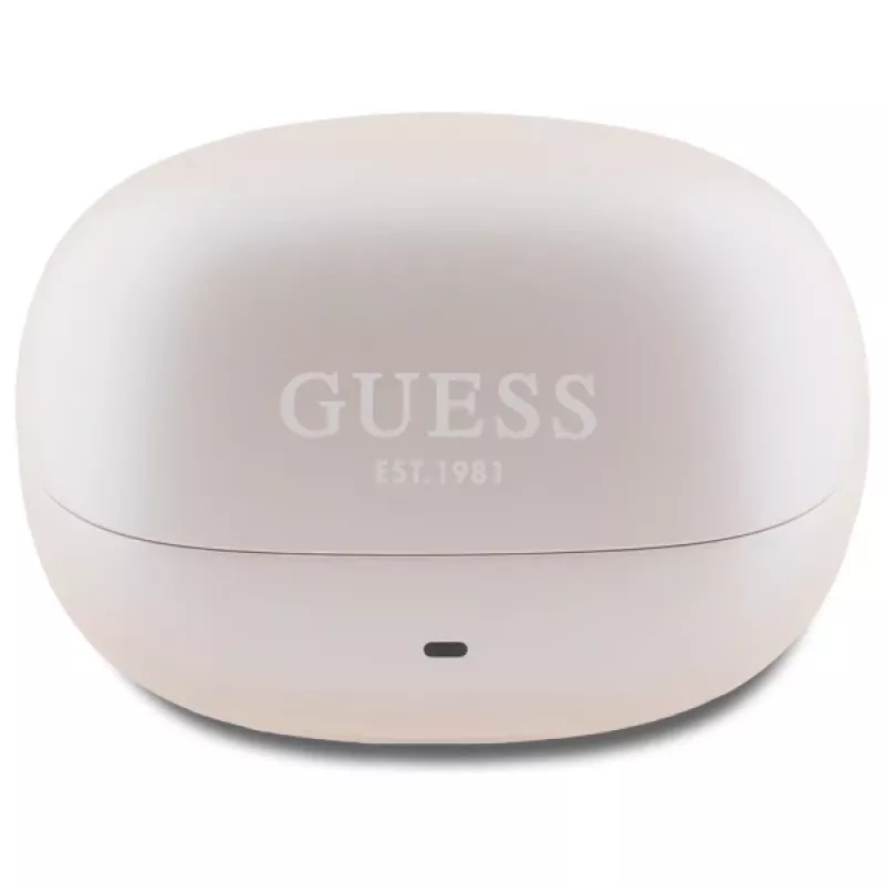 Guess Capsule Printed Logo belaidės TWS ausinės su ANC ir ENC bei įkrovimo dėklu (rožinės)