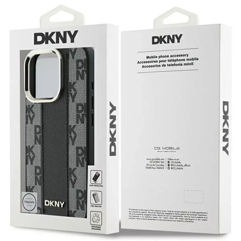 DKNY DKHMP16XPCPVSLK Kietas Dėklas Šaškių Lentos Raštu MagSafe, Skirtas iPhone 16 Pro Max 6.9, Juodas