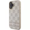 DKNY DKHCP16SPCPTSSP Kietas Dėklas Apple iPhone 16 6,1 colio Rožinis Šaškių Raštas ir Dryžiai