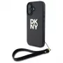 DKNY DKHCP16SPBSWSK Kietas dėklas, skirtas Apple iPhone 16 6,1 colio, juodas, su riešo dirželiu
