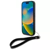 DKNY DKHCP16SPBSWSK Kietas dėklas, skirtas Apple iPhone 16 6,1 colio, juodas, su riešo dirželiu