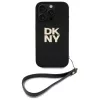 DKNY DKHCP16LPBSWSK iPhone 16 Pro 6,3 colio juodas kietas dėklas su dirželiu ir logotipu