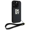 DKNY DKHCP16LPBSWSK iPhone 16 Pro 6,3 colio juodas kietas dėklas su dirželiu ir logotipu