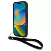 DKNY DKHCP16LPBSWSK iPhone 16 Pro 6,3 colio juodas kietas dėklas su dirželiu ir logotipu