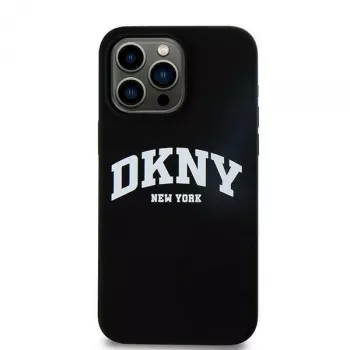 DKNY DKHMP16LSNYACH Kietas Dėklas Apple iPhone 16 Pro 6,3 col. Silikoninis Juodas su Baltu Logotipu MagSafe