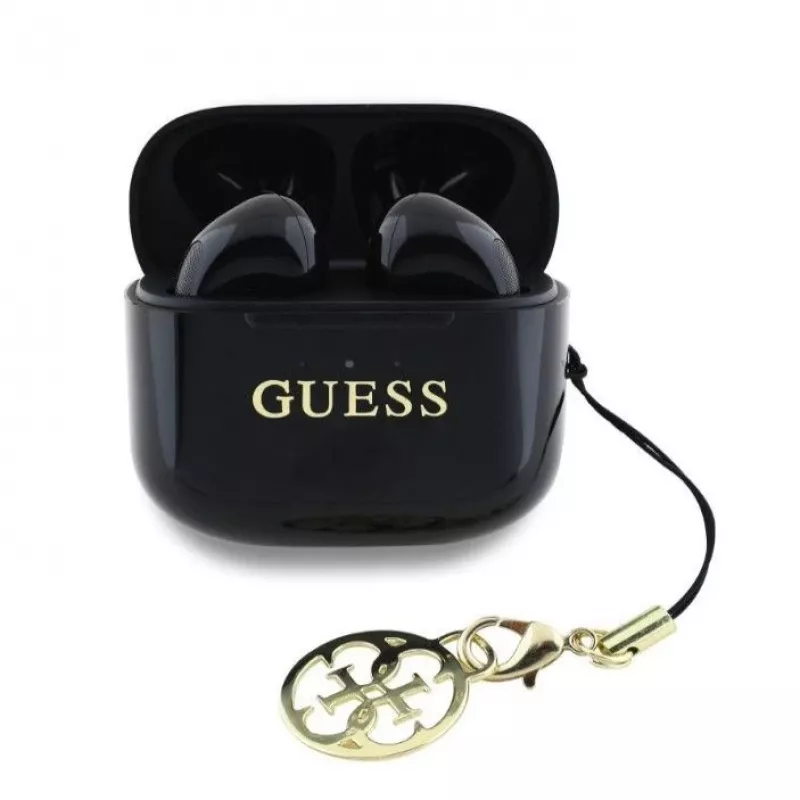 Guess Glossy Effect Printed Classic Logo & Charm TWS Bluetooth Earbuds (Black)