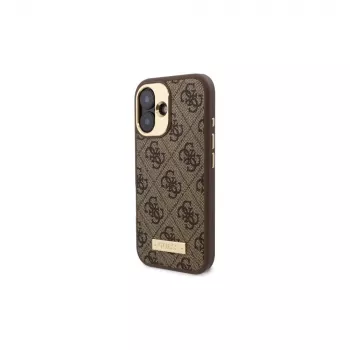 Guess GUHMP16SU4GPRW iPhone 16 6,1 inch Brown Hardcase 4G Logo Plate MagSafe