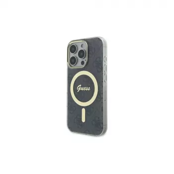 Guess GUHMP16LH4STK Kietasis dėklas Apple iPhone 16 Pro 6,3 colio juodas IML 4G MagSafe
