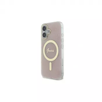 Guess GUHMP16SH4STP Kietas Dėklas, Skirtas Apple iPhone 16 (6,1 colio), Rožinis, IML, 4G, MagSafe