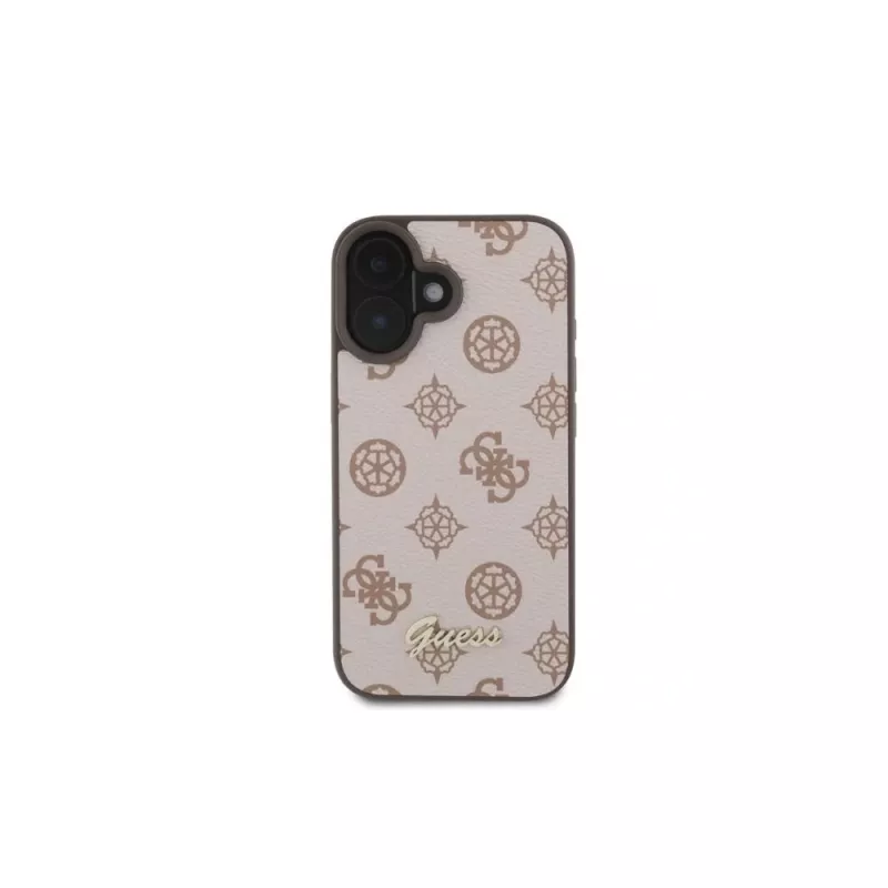 Guess Peony Script MagSafe Dėklas, skirtas iPhone 16 (Ruda spalva)