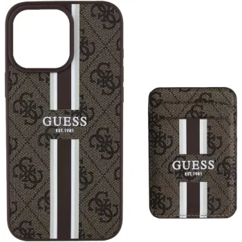Guess 4G Stripes Wallet Case with MagSafe, skirta iPhone 16 Pro Max, ruda
