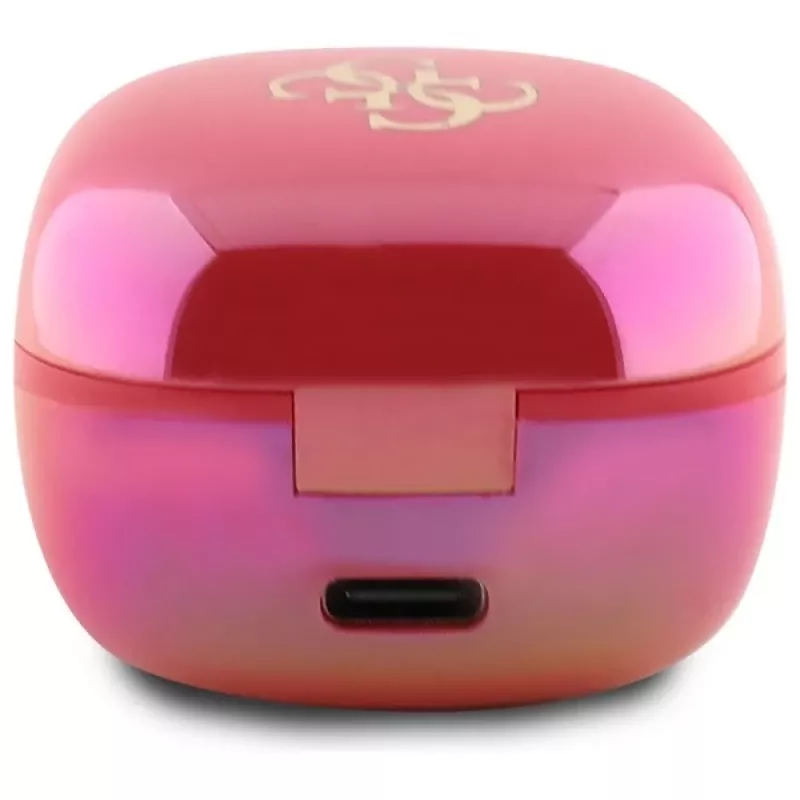 Guess 4G Printed Logo True Wireless Earbuds su įkrovimo dėklu - Fuchsia Iridescent
