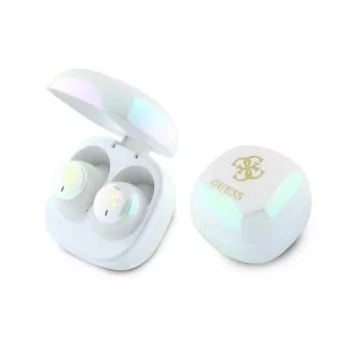 Guess 4G Printed Logo True Wireless Stereo Bluetooth Earbuds with Charging Case (White)