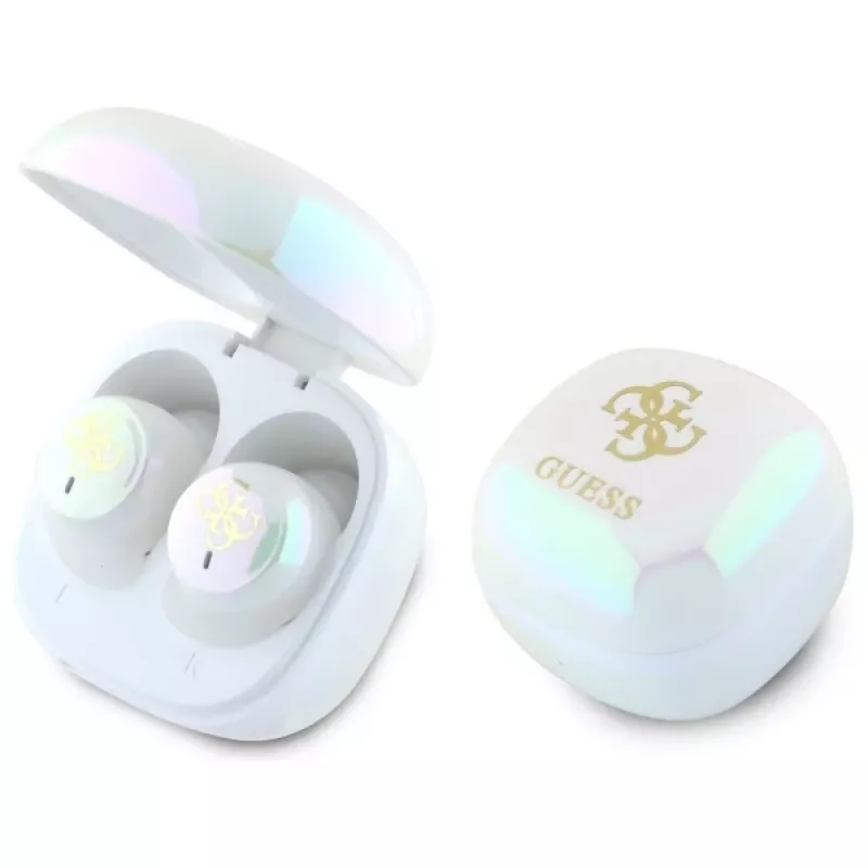 Guess 4G Printed Logo True Wireless Stereo Bluetooth Earbuds with Charging Case (White)