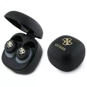 Guess GUTWSJ144ESK TWS Bluetooth ausinės su įkrovimo dėklu, juodos, su 4G atspaudu