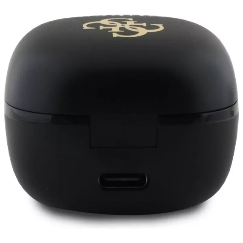 Guess GUTWSJ144ESK TWS Bluetooth ausinės su įkrovimo dėklu, juodos, su 4G atspaudu