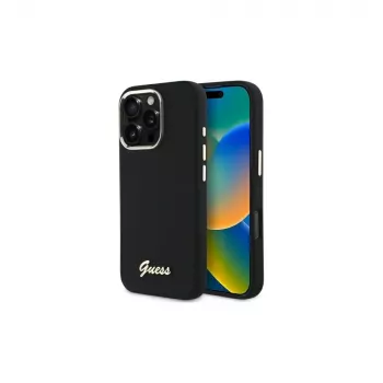 Guess GUHCP16XSMBSLK iPhone 16 Pro Max 6.9 Black Hardcase Silicone Script Metal Logo & Frame