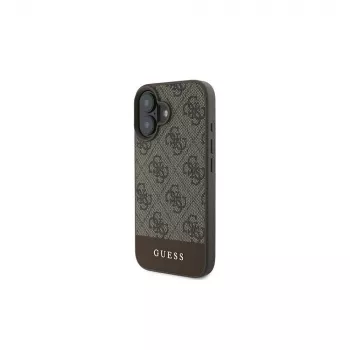 Guess 4G Bottom Stripe Dėklas, skirtas iPhone 16 Plus (Ruda spalva)