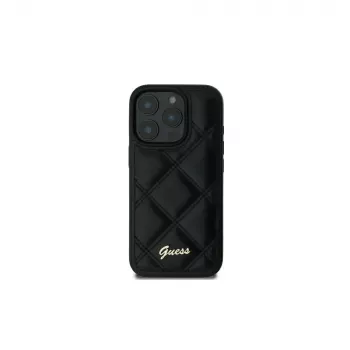Guess GUHCP16SPSQSQSK iPhone 16 6.1 Hardcase Quilted Metal Logo Black