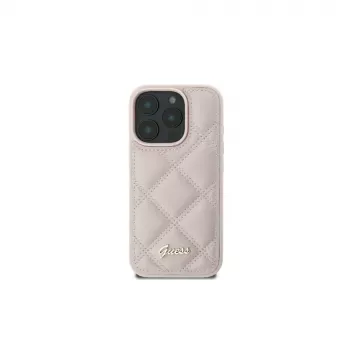 Guess GUHCP16SPSQSQSP iPhone 16 6,1 inch Pink Hardcase Quilted Metal Logo