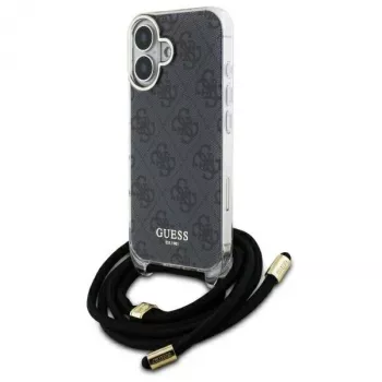 Guess GUHCP16SHC4SEK iPhone 16 6.1-inch Black Hardcase Crossbody Cord 4G Print