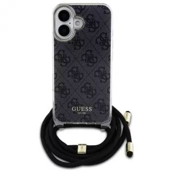 Guess GUHCP16SHC4SEK iPhone 16 6.1-inch Black Hardcase Crossbody Cord 4G Print