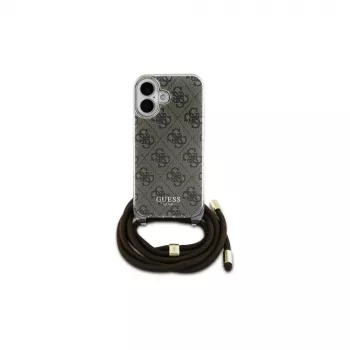 Guess GUHCP16SHC4SEW iPhone 16 6.1 Hardcase Crossbody Cord 4G Print Brown