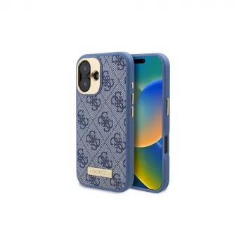 Guess GUHMP16SU4GPRB iPhone 16 6.1 Hardcase Blue 4G Logo Plate MagSafe