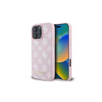 Guess GUHMP16LPGPYSP iPhone 16 Pro 6,3 inch Pink Hardcase Peony Script Logo MagSafe