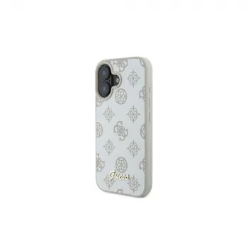 Guess GUHMP16SPGPYSH iPhone 16 6,1 inch White Hardcase Peony Script Logo MagSafe
