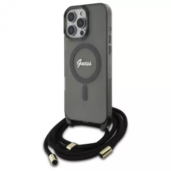 Guess GUHMP16LHCTSGNSK iPhone 16 Pro 6,3 inch Hardcase Crossbody Cord Script MagSafe Black