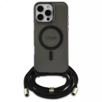 Guess GUHMP16LHCTSGNSK iPhone 16 Pro 6,3 inch Hardcase Crossbody Cord Script MagSafe Black