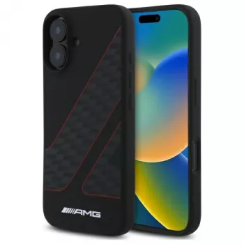 AMG AMHMP16S2SCFR iPhone 16 6,1 inch Black Hardcase Checkered Flag Pattern MagSafe
