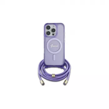 Guess GUHMP16XHCTSGNSU iPhone 16 Pro Max 6,9 inch Purple Hardcase Crossbody Cord Script MagSafe