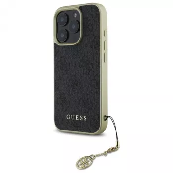 Guess GUHCP16LGF4GGR iPhone 16 Pro 6,3 colio juodas kietasis dėklas 4G Charms Collection