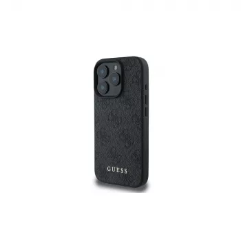Guess 4G Classic Back Cover, skirta Apple iPhone 16 Pro, juoda PU oda