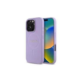 Guess GUHMP16LPSAHMCU iPhone 16 Pro 6,3 colio Violetinis Saffiano Oda Apsauginis Dėklas su MagSafe