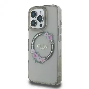 Guess GUHMP16XHFWFCK iPhone 16 Pro Max 6.9 Black Hardcase IML Flowers Wreath MagSafe