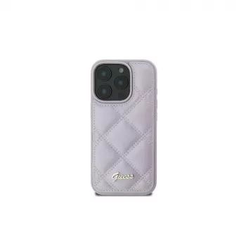 Guess GUHCP16SPSQSQSU Quilted Metal Logo Hard Case, Apple iPhone 16 6,1 colio, šviesiai violetinė