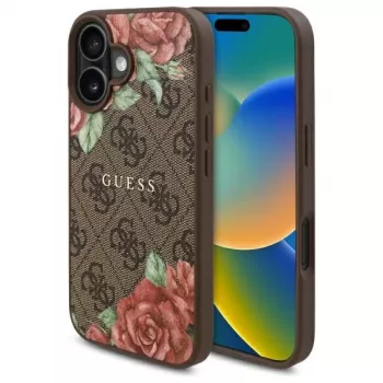 Guess GUHMP16SP4ROPEMCW Hardcase Apple iPhone 16 6,1 colio Brown 4G Flowers Print MagSafe