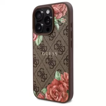 Guess GUHMP16XP4ROPEMCW iPhone 16 Pro Max 6,9 col. Kietasis dėklas Ruda 4G Gėlių raštas MagSafe