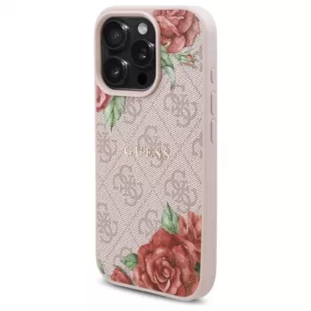 Guess GUHMP16XP4ROPEMCP iPhone 16 Pro Max 6,9 col. Kietas Dėklas Rožinis 4G Gėlės Spauda MagSafe