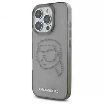 Karl Lagerfeld IML Rhinestones Karl Head Dėklas, skirtas iPhone 16 Pro Max (Juodas)